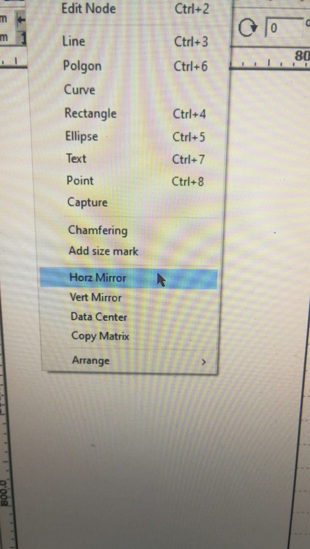 Функция Horz Mirror в управляющей программе RdWorks