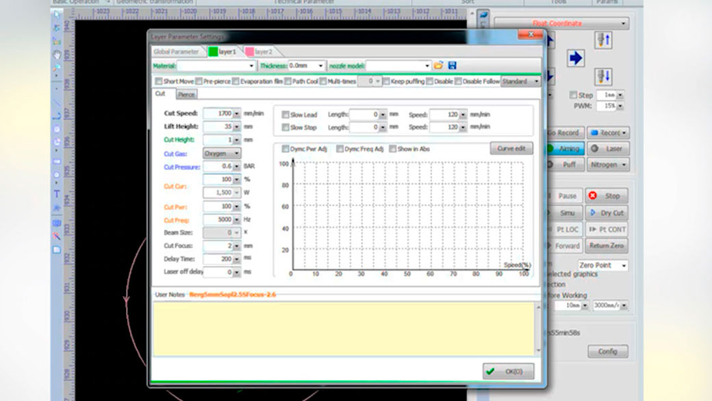 Параметры резки на металлорезе&nbsp;
