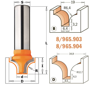 Фреза&nbsp;концевая&nbsp;CMT&nbsp;радиусная&nbsp;D=34,9&nbsp;I=25,0&nbsp;S=1/4 R=12,70