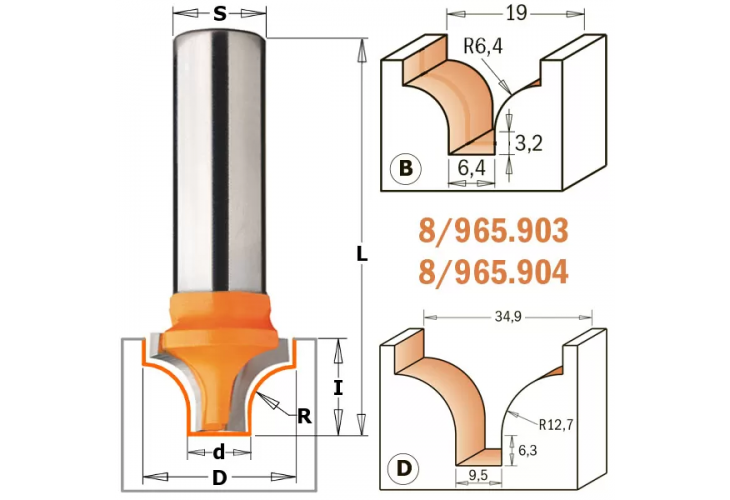 Превью 1 к Фреза концевая CMT радиусная D=34,9 I=25,0 S=12,0 R=12,70