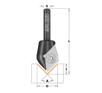 Фреза концевая со сменным ножом угловой паз 90&deg; HW Z1 S=8 D=23x11x60