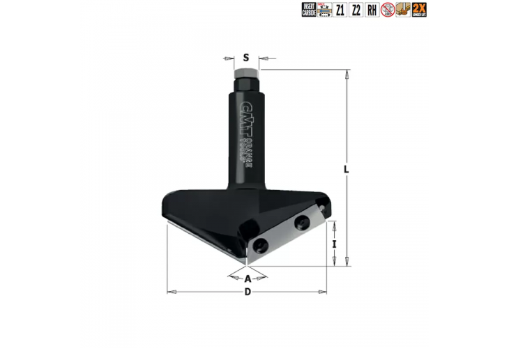 Превью 1 к Фреза концевая V-образная V 150° Z2  S=20  D=96.5X12.4X95 RH