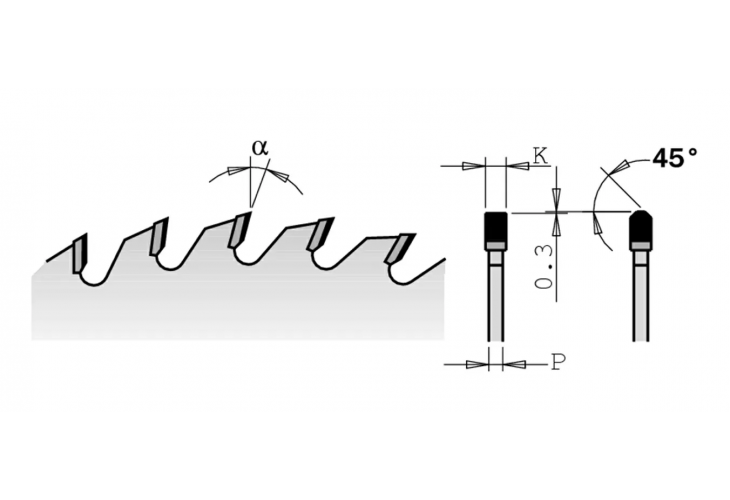 Превью 2 к Диск пильный 300x30x3,2/2,2 10° 45° TCG Z=60 (DIA)