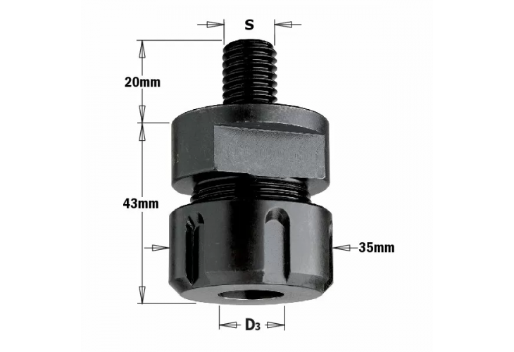 Превью 1 к Патрон (без цанги) ER20 M12x1,75 для цанг 3-12,7мм