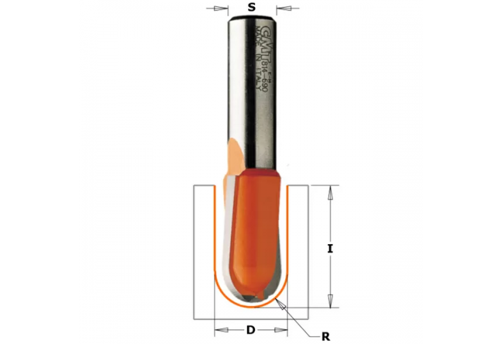 Превью 1 к Фреза концевая CMT с радиусным торцом D=12,7 I=9,5 S=8,0 R=6,35